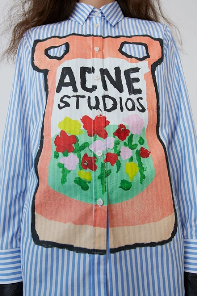 Shop Acne Studios Ceramic-print Striped Shirt Blue/white