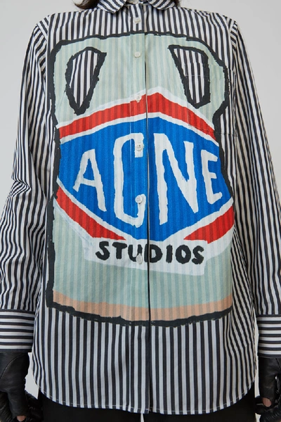 Shop Acne Studios Ceramic-print Striped Shirt Black/white