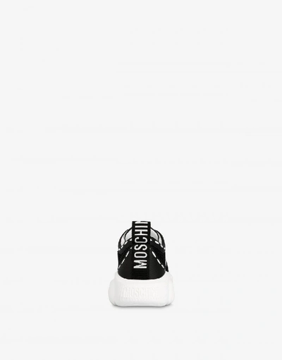 Shop Moschino Stitiching Mesh Sneakers In Black