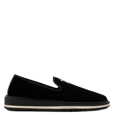 Shop Giuseppe Zanotti Velvet Loafer Tim In Black