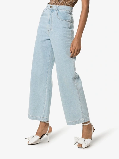 Shop Nanushka Marfa Wide Leg Jeans In Blue