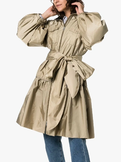 Shop Moncler Genius X Simone Rocha Ellen Bow Tie-waist Parka In Green