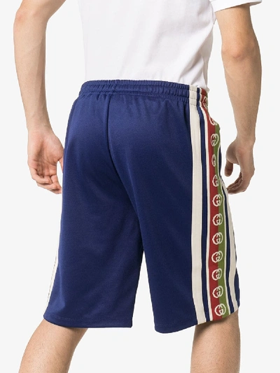 Shop Gucci Gg Stripe Track Shorts In Blue