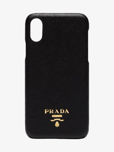 Shop Prada Black Saffiano Leather Iphone X/xs Case