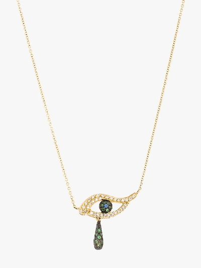 Shop Ileana Makri 18k Yellow Gold Angry Tear Diamond Embellished Necklace In Metallic