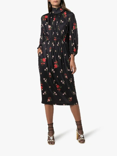 Shop Simone Rocha Floral Embroidered Midi Dress In Multicoloured