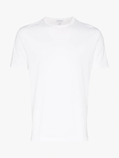 Shop Sunspel Classic Crew Neck T-shirt In White