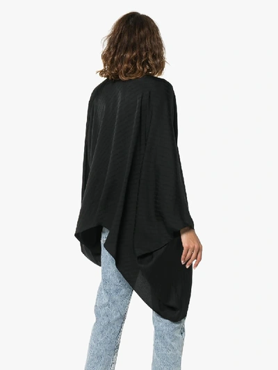 Shop Balenciaga Jacquard Logo Asymmetric Silk Blouse In Black