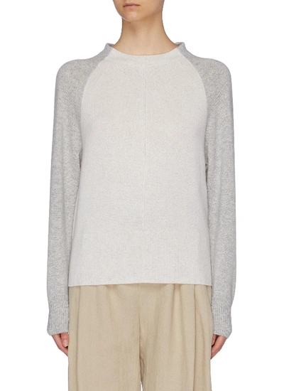 Shop Vince Colourblock Sleeve Wool-cashmere Raglan Sweater In White