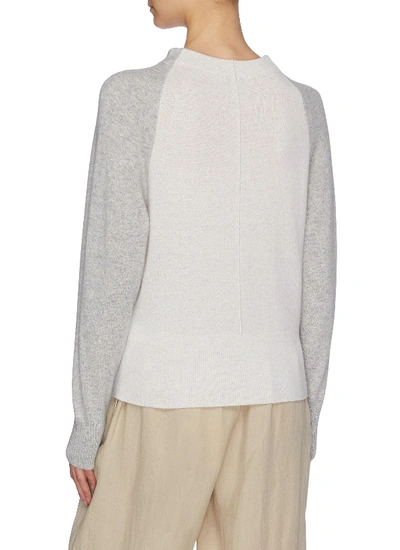 Shop Vince Colourblock Sleeve Wool-cashmere Raglan Sweater In White