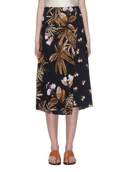 Shop Vince 'tropical Garden' Print Crinkled Satin Wrap Skirt