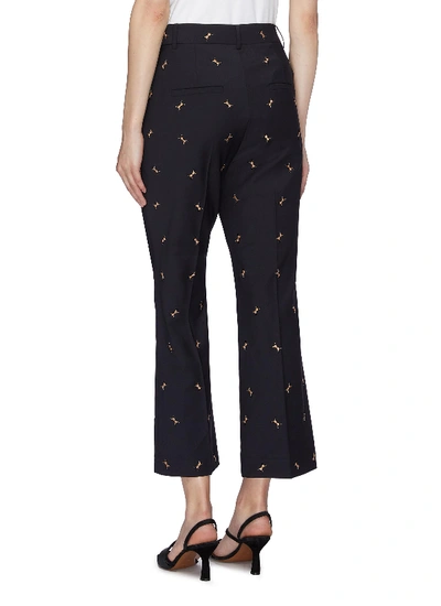 Shop Tibi 'ant' Embroidered Cropped Boot Cut Pants