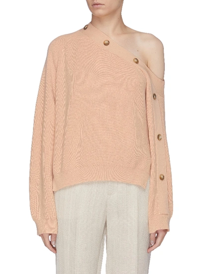 Shop Nanushka 'camerin' Button Sleeve One Shoulder Sweater