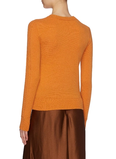 Shop Vince Rib Sleeve Cashmere Sweater In Orange