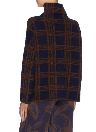 Shop Vince Tartan Plaid Wool-cashmere Mock Neck Sweater