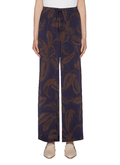 Shop Vince Palm Leaf Print Silk Satin Wide Leg Pyjama Pants