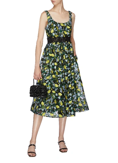 Shop Diane Von Furstenberg 'freeda' Floral Lemon Embroidered Macramé Sleeveless Dress