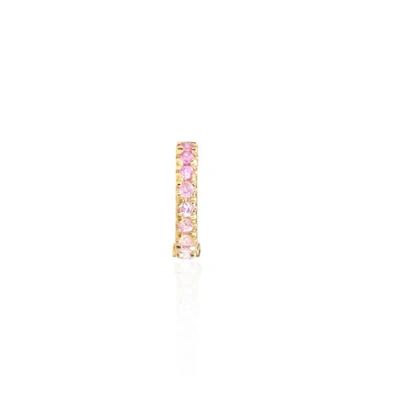 Shop Sharon Mills London Solid Gold Pink Sapphire Huggie Hoop Single