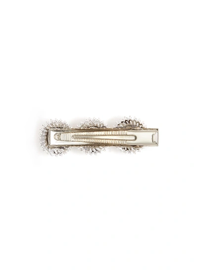 Shop Venna Glass Crystal Faux Pearl Floral Hair Clip In Metallic