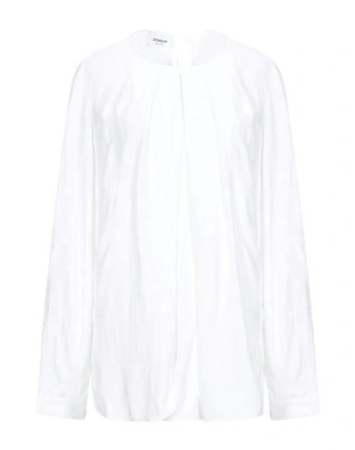 Shop Dondup Woman Top White Size 6 Acetate, Silk