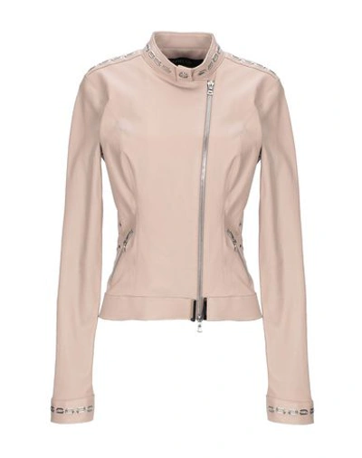 Shop Aphero Biker Jacket In Beige