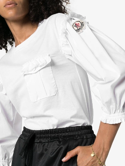 Shop Moncler Genius 4 Moncler Simone Rocha Ruffled Logo T-shirt In White
