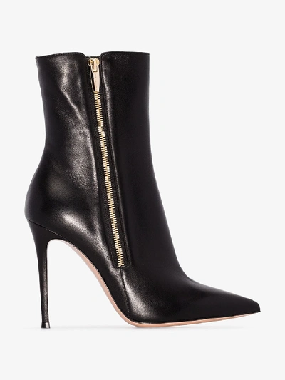 Shop Gianvito Rossi Black 105 Leather Ankle Boots