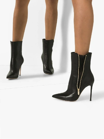 Shop Gianvito Rossi Black 105 Leather Ankle Boots
