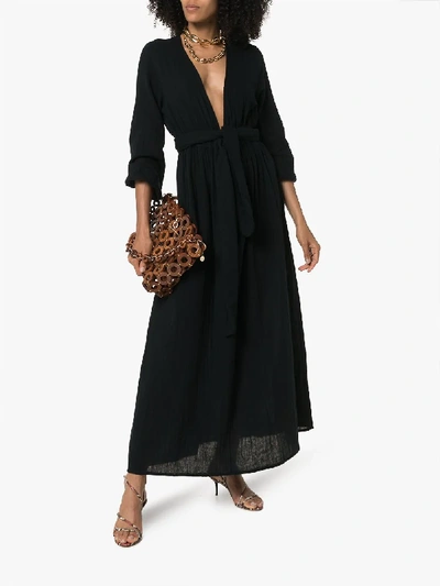 Shop Mara Hoffman Luna Tie-waist Cotton Dress In Black