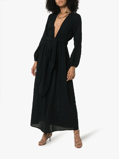 Shop Mara Hoffman Luna Tie-waist Cotton Dress In Black