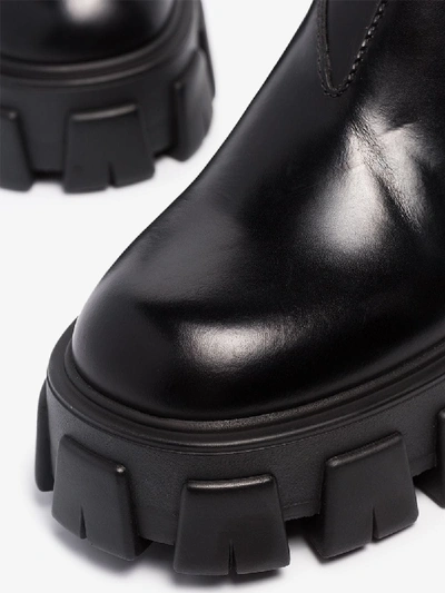 Shop Prada Black 55 Chunky Leather Chelsea Boots