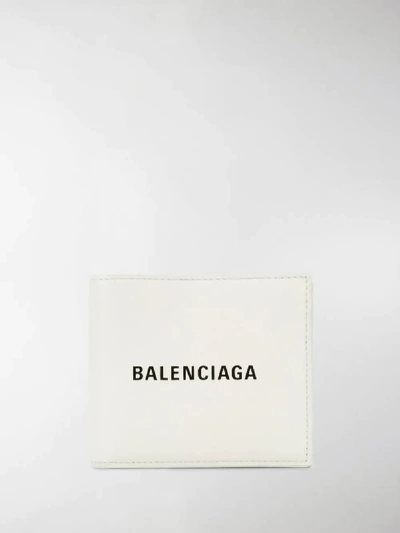 Shop Balenciaga Everyday Square Logo Wallet In White