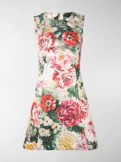 Shop Dolce & Gabbana Floral A-line Dress In Green