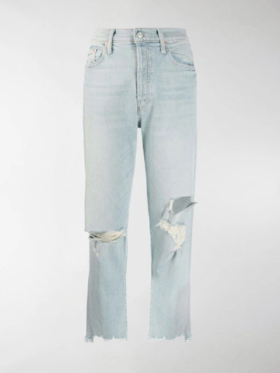 Shop Mother Distressed Boyfriend Jeans In Blue