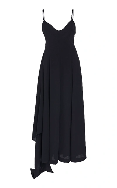 Shop Ami Alexandre Mattiussi Asymmetrical Wool Maxi Dress In Black