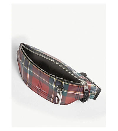 Shop Alexander Mcqueen Tartan Leather Bumbag In Red Multicolour