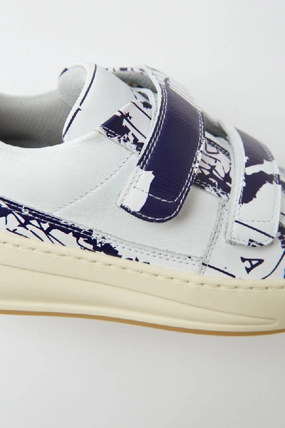 Shop Acne Studios Steffey Map White/blue In Velcro Sneakers