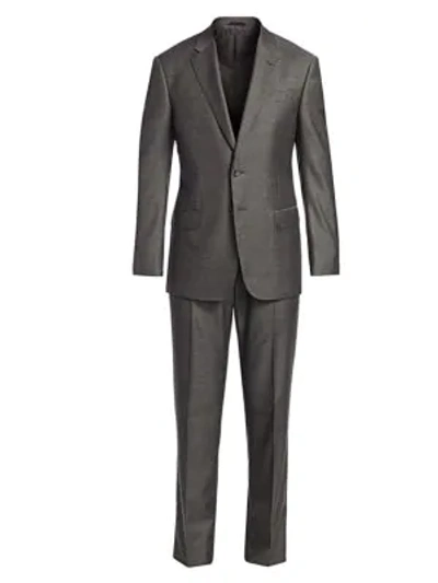 Shop Giorgio Armani Men's Textured Single-breasted Wool Suit In Grey