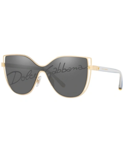 Shop Dolce & Gabbana Sunglasses, Dg2236 28 In Gold/dark Grey Tampo Corsivo