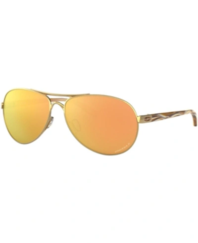 Shop Oakley Feedback Polarized Sunglasses, Oo4079 In Polished Gold/prizm Rose Gold Polarized