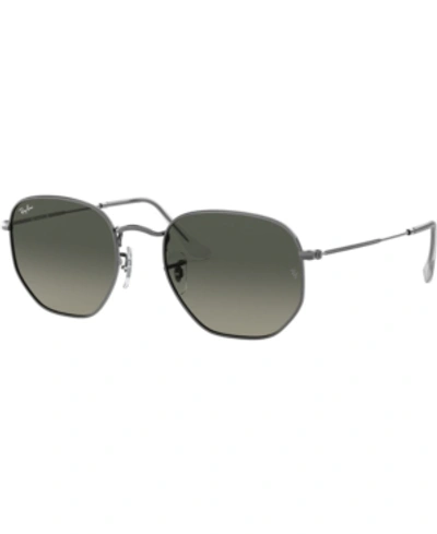 Shop Ray Ban Ray-ban Hexagonal Sunglasses, Rb3548n 51 In Gunmetal/grey Gradient Dark Grey