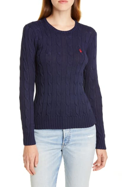 Shop Polo Ralph Lauren Cable Knit Sweater In Navy