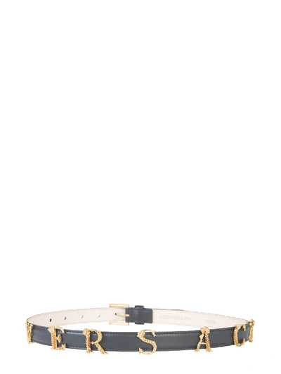 Shop Versace Belt With Logo Letters In Nero