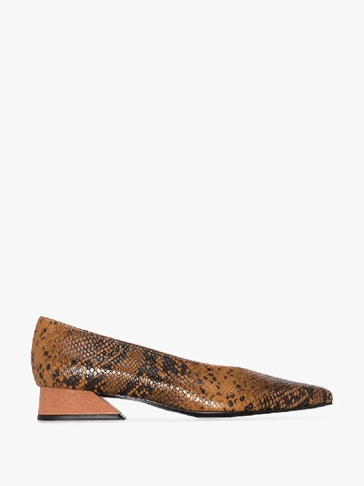 Shop Yuul Yie Brown And Black Selma 30 Snake-effect Leather Pumps In Aptricot Camel Python