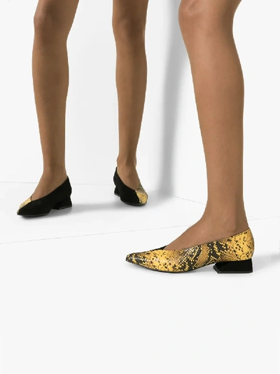 Shop Yuul Yie Yellow Selma 30 Snake-effect Pumps In Black