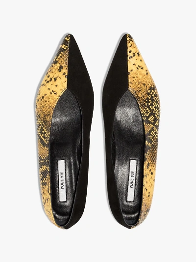 Shop Yuul Yie Yellow Selma 30 Snake-effect Pumps In Black