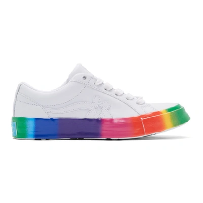 Shop Converse White Golf Le Fleur* One Star Ox Rainbow Sneakers In Wht/wht/mlt