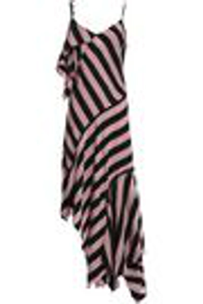 Shop Marques' Almeida Asymmetric Embellished Striped Twill Dress In Antique Rose