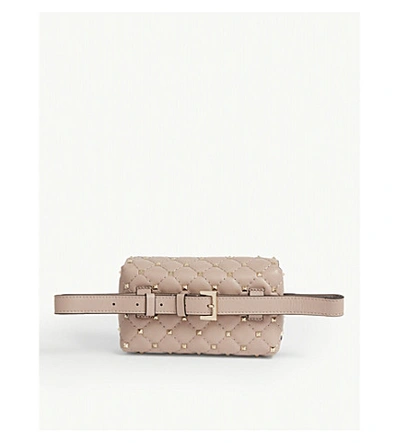 Shop Valentino Rockstud Spike Leather Belt Bag In Poudre