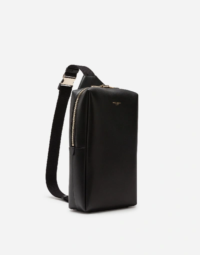 Shop Dolce & Gabbana Calfskin Monreale Belt Bag With Heat-stamped Logo In Black